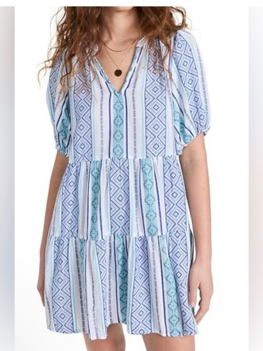 Velvet by Graham & Spencer Blue & White Dress Size L